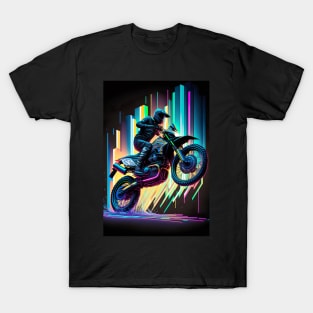 Cyber Future Dirt Bike With Neon Colors T-Shirt